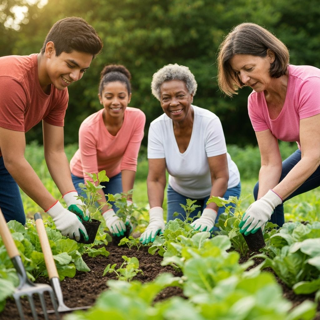 Diverse community group working together